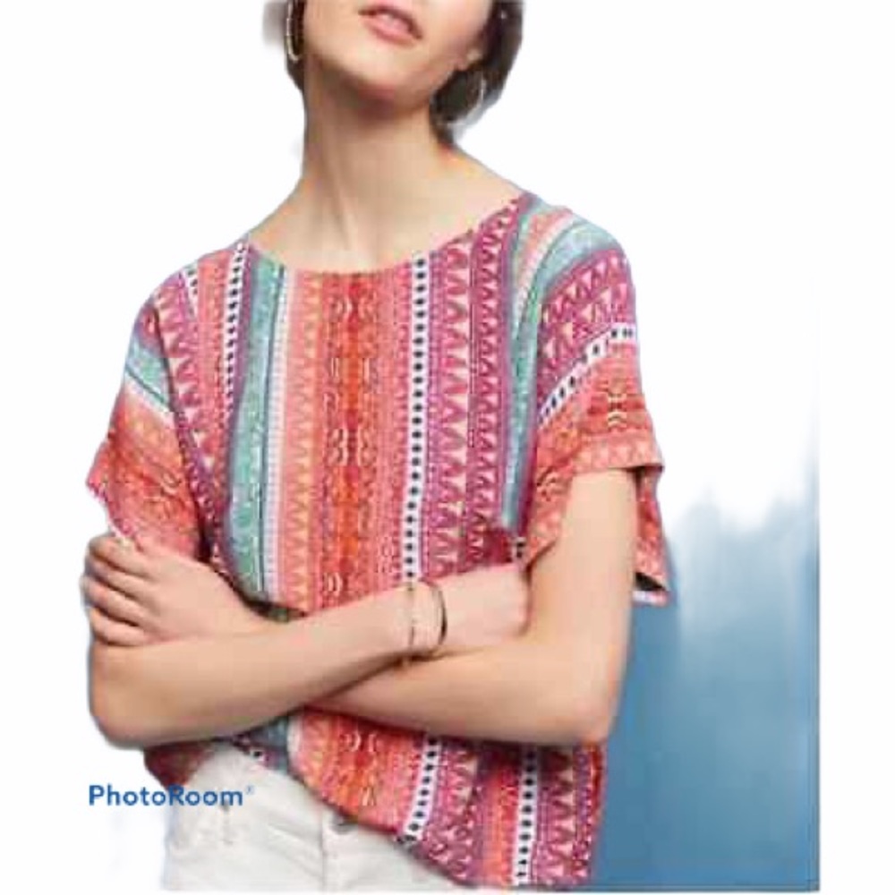 Anthropologie Maeve Milla printed multicolor top